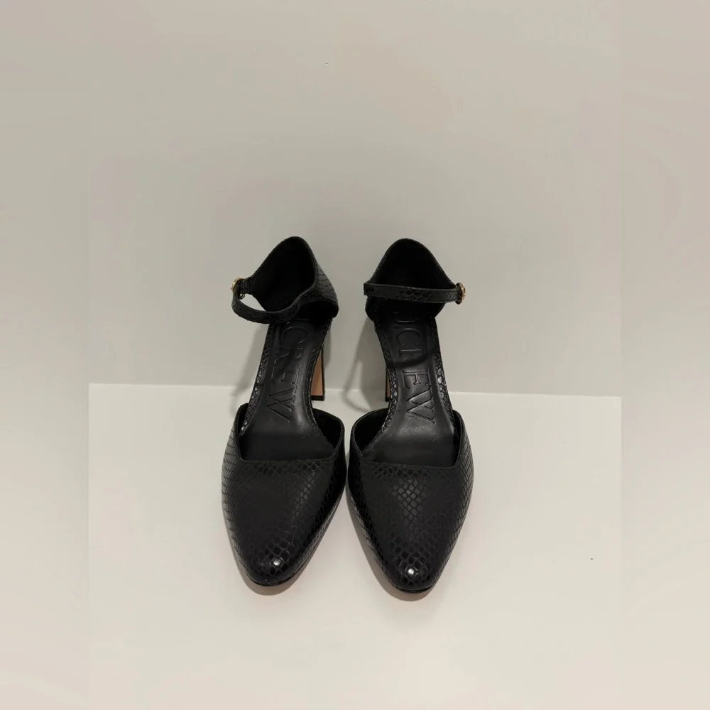 J. Crew Made-in-Spain Jules pumps in snake-embossed black leather CC063 $278 11